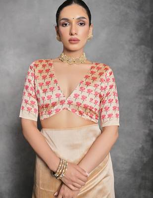 Floral Zari Tussar Saree 4
