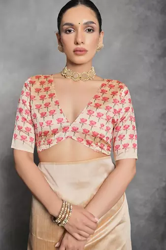 Floral Zari Tussar Saree