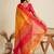 Solid Contrast Temple Border Raw Silk Saree with Striped Zari Woven Detail