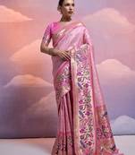Floral Woven Design Zari Paithani Saree