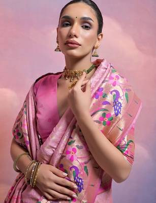 Floral Woven Design Zari Paithani Saree 4