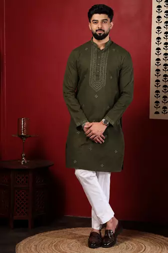 Mahendi embroidered kurta payjama