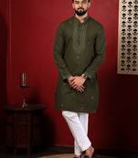 Mahendi embroidered kurta payjama