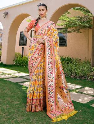 Ethnic Motifs Zari Art Silk Paithani Saree 2