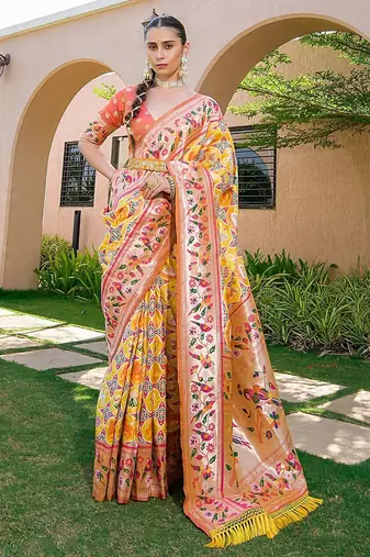 Ethnic Motifs Zari Art Silk Paithani Saree