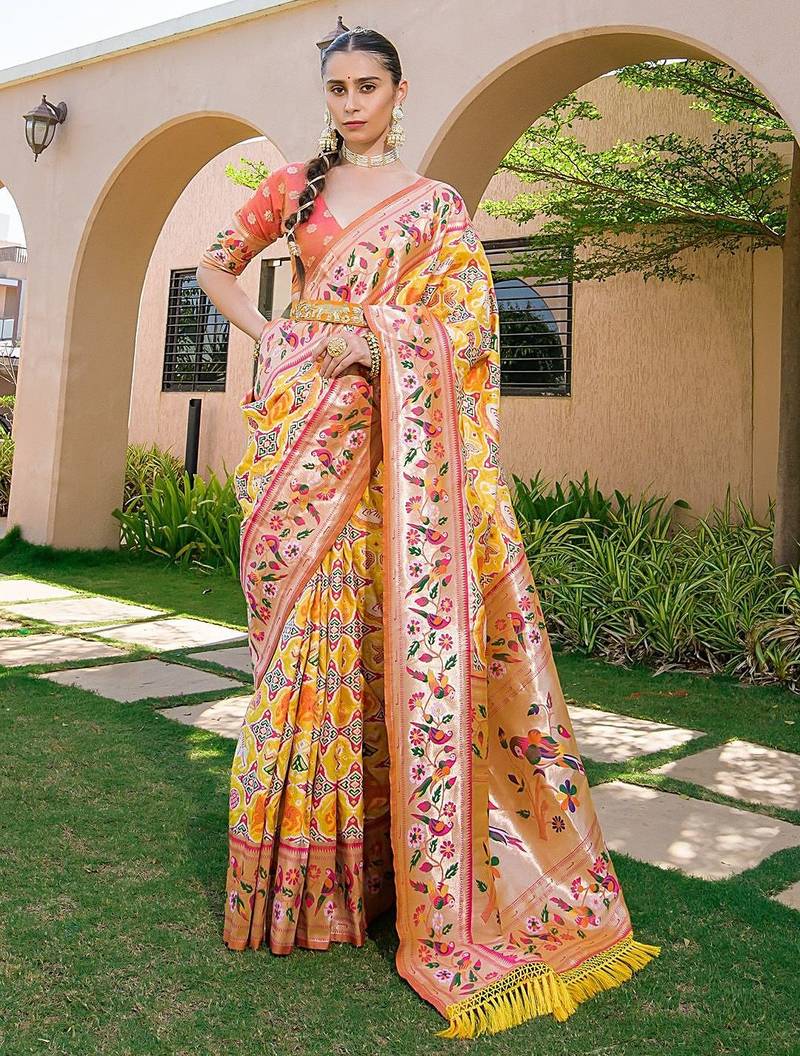 Ethnic Motifs Zari Art Silk Paithani Saree