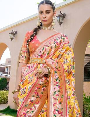 Ethnic Motifs Zari Art Silk Paithani Saree 3