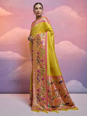 Ethnic Motifs Woven Design Zari Paithani Saree 2