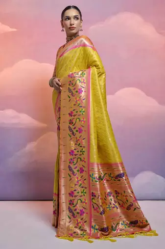 Ethnic Motifs Woven Design Zari Paithani Saree