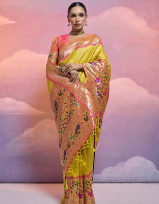 Ethnic Motifs Woven Design Zari Paithani Saree 3