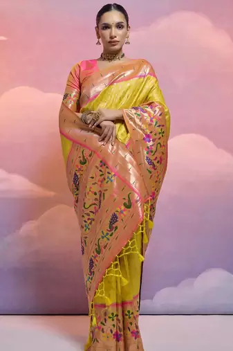 Ethnic Motifs Woven Design Zari Paithani Saree