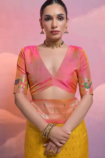 Ethnic Motifs Woven Design Zari Paithani Saree