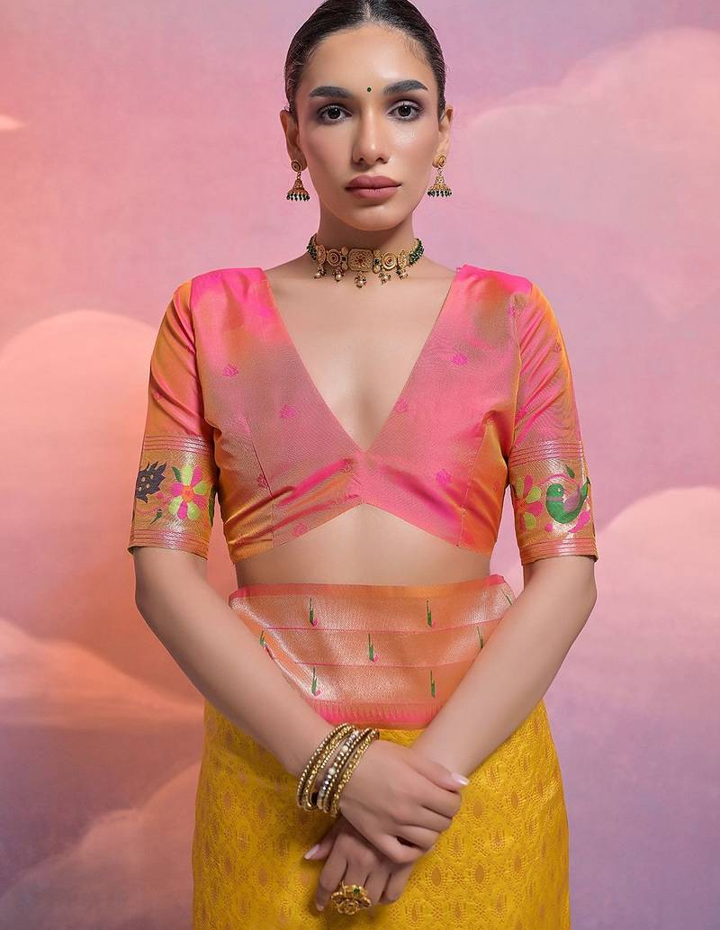 Ethnic Motifs Woven Design Zari Paithani Saree
