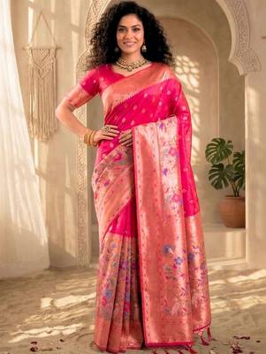 Batik Zari Silk Blend Designer Banarasi Saree 1