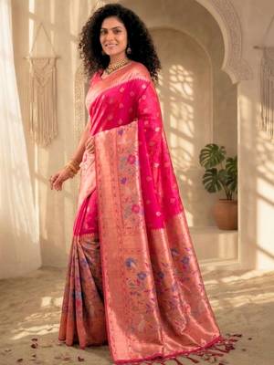 Batik Zari Silk Blend Designer Banarasi Saree 2
