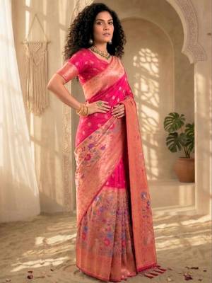 Batik Zari Silk Blend Designer Banarasi Saree 3