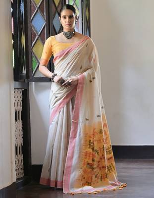 Woven Design Pure Cotton Muga Saree 1