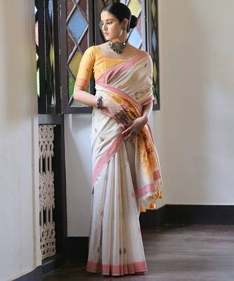Woven Design Pure Cotton Muga Saree 2