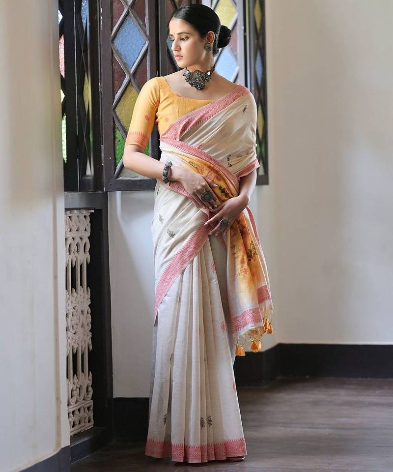 Woven Design Pure Cotton Muga Saree