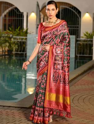 Rajkoti Ikkat Ethnic Motifs Patola Saree 1