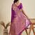 Zari Woven Butti Banarasi Silk Saree with Big Flower Border and Detail Work