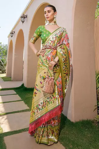 Ethnic Motifs Zari Paithani Saree