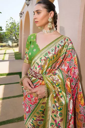 Ethnic Motifs Zari Paithani Saree
