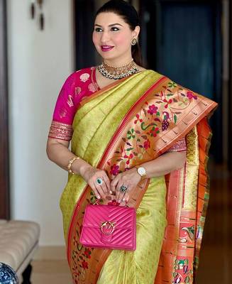 Woven Design Zari Art Silk Paithani Saree 1