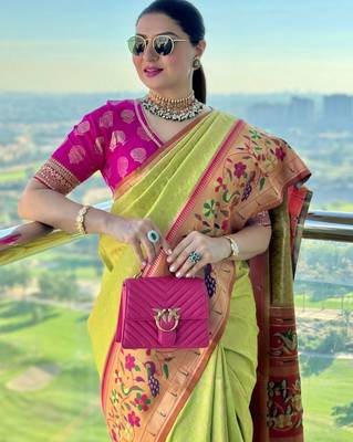 Woven Design Zari Art Silk Paithani Saree 3