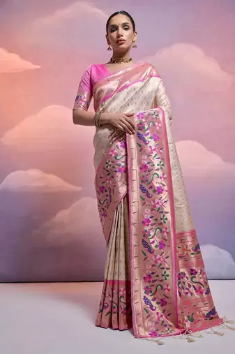 Ethnic Motifs Woven Design Zari Paithani Saree