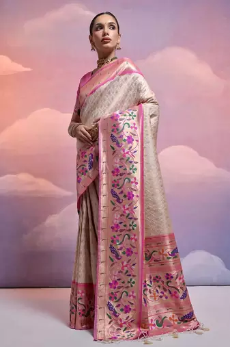 Ethnic Motifs Woven Design Zari Paithani Saree