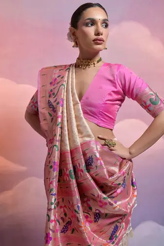 Ethnic Motifs Woven Design Zari Paithani Saree
