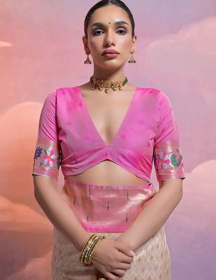 Ethnic Motifs Woven Design Zari Paithani Saree 5