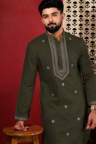 Mahendi embroidered kurta payjama