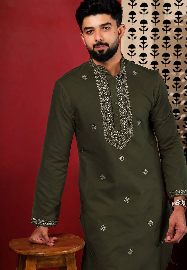 Mahendi embroidered kurta payjama