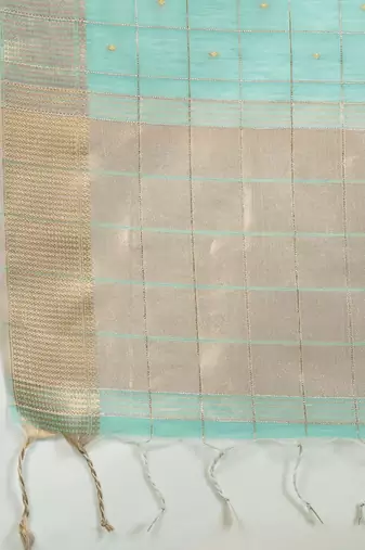 All Over Checks Zari Woven Soft Silk Saree with Zari Details