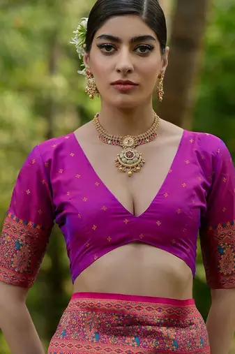Peacock Firozi Ethnic Motifs Woven Design Zari Pashmina Silk Sarees