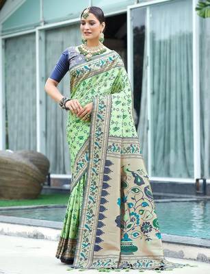 Ethnic Motif Woven Design Zari Art Silk Patola Saree 1