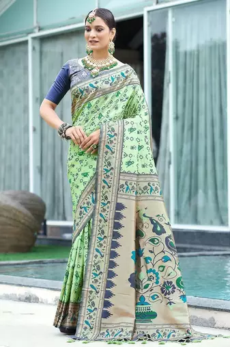 Ethnic Motif Woven Design Zari Art Silk Patola Saree