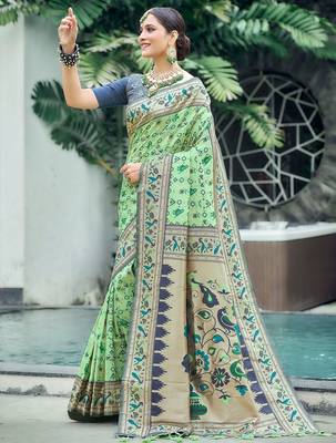 Ethnic Motif Woven Design Zari Art Silk Patola Saree 2