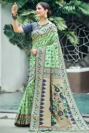 Ethnic Motif Woven Design Zari Art Silk Patola Saree