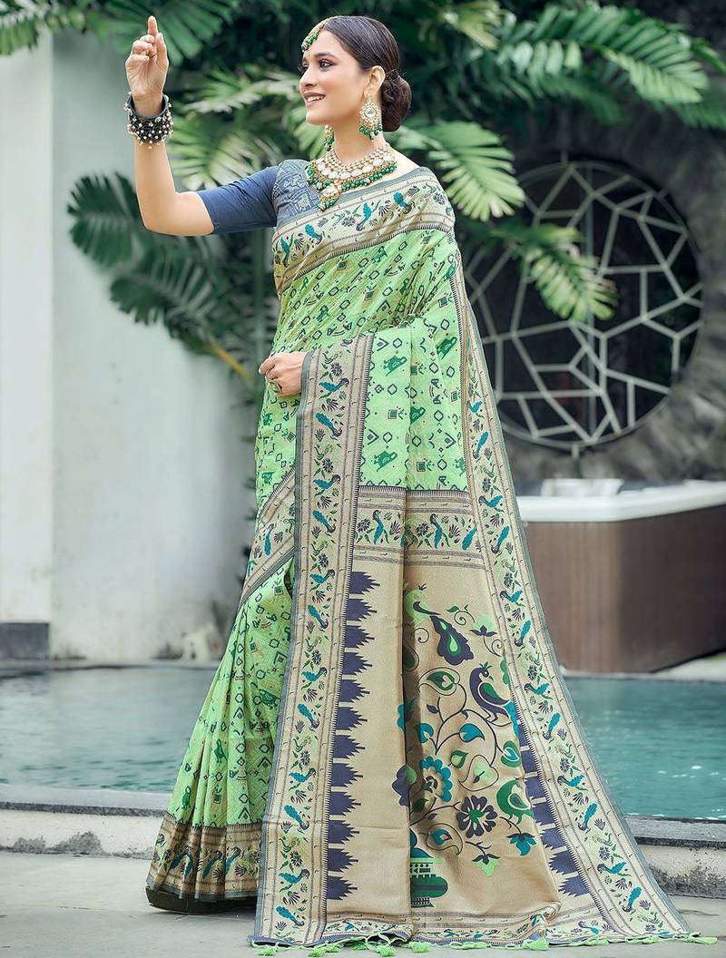 Ethnic Motif Woven Design Zari Art Silk Patola Saree