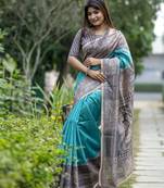 Printed Bordered Tussar Saree