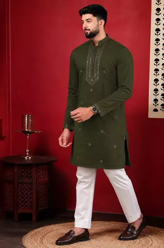 Mahendi embroidered kurta payjama