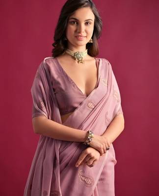 Paisley Woven Design Zari Pure Cotton Chanderi Saree 3