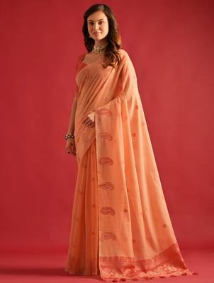 Woven Design Zari Pure Cotton Chanderi Saree 1