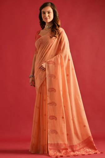 Woven Design Zari  Cotton Chanderi Saree