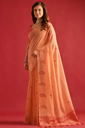Woven Design Zari Pure Cotton Chanderi Saree