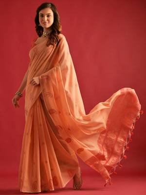 Woven Design Zari Pure Cotton Chanderi Saree 2