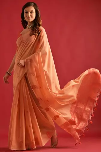 Woven Design Zari Pure Cotton Chanderi Saree